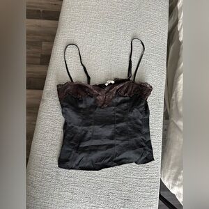NWOT Free People Black Satin Top